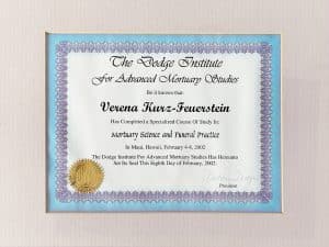 Certificate Mortuary Science and Funeral Practice