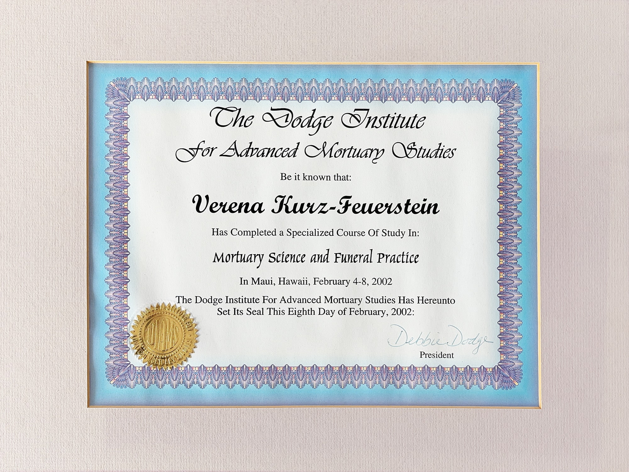 Certificate Mortuary Science and Funeral Practice